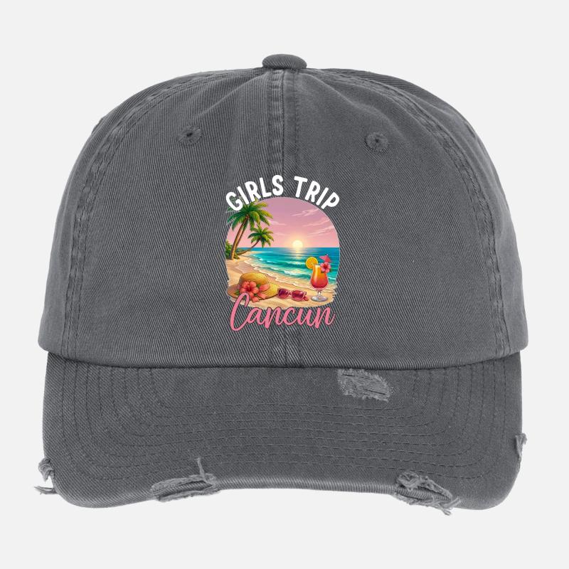 Girls Trip Cancun Flexfit Vintage Destroyed Cap