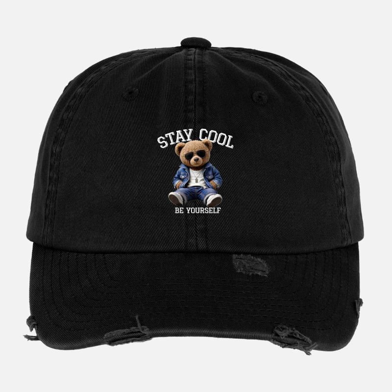 Stay Cool Be Yourself Teddy Flexfit Vintage Destroyed Cap