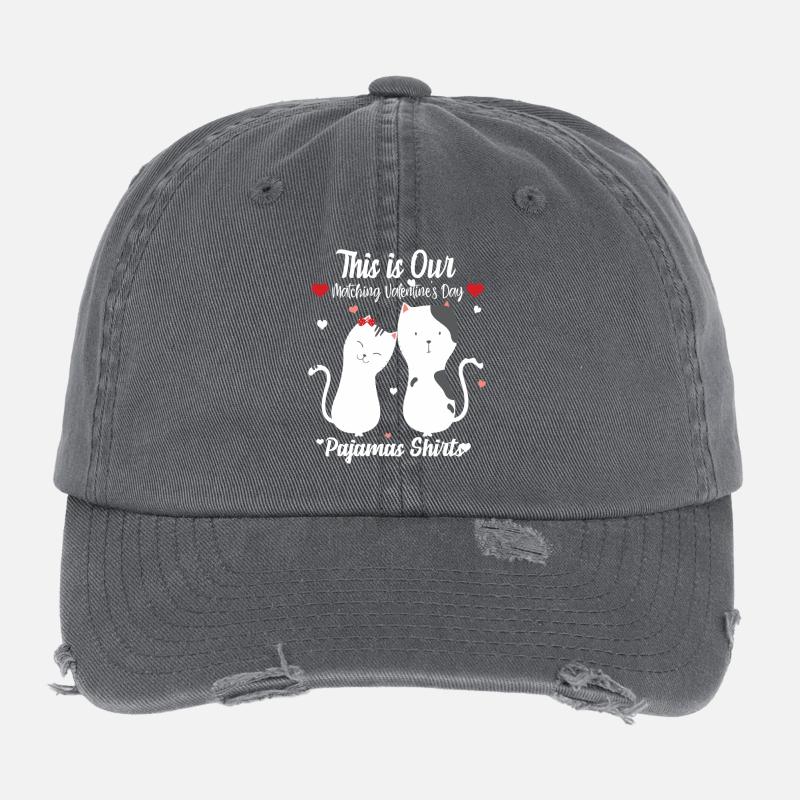Valentine-Katzen-Pajama-Hemden Flexfit Vintage Destroyed Cap