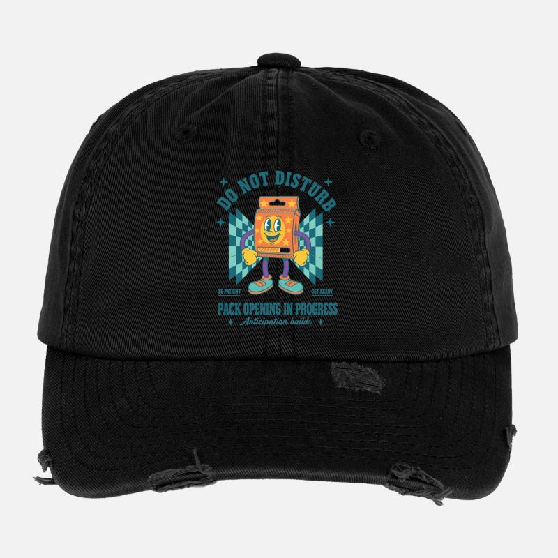Trading Card Do Not Disturb Pack Opening In Flexfit Vintage Destroyed Cap