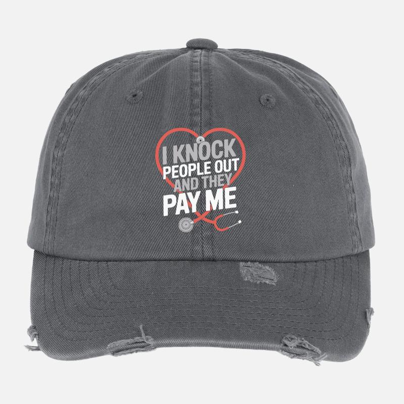 Anesthesiologist Knock People Out Anesthesia Flexfit Vintage Destroyed Cap