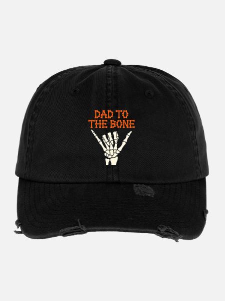 Halloween Dad To The Bone Skeleton Hand Fun Papa - Flexfit Vintage Destroyed Cap - Schwarz - Vorne