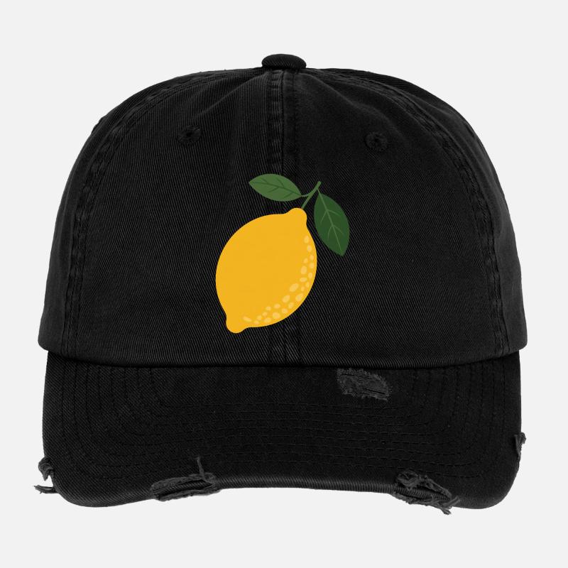 Illustration citron Citrus Sunshine Casquette vintage effet usé Flexfit