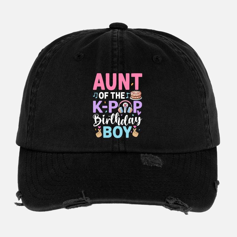 Tante du garçon anniversaire de la K-Pop - Casquette vintage effet usé Flexfit - noir