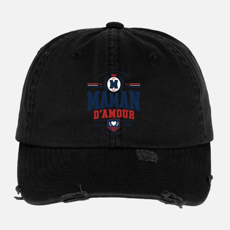 Maman d’Amour Style Varsity Vintage Casquette vintage effet usé Flexfit