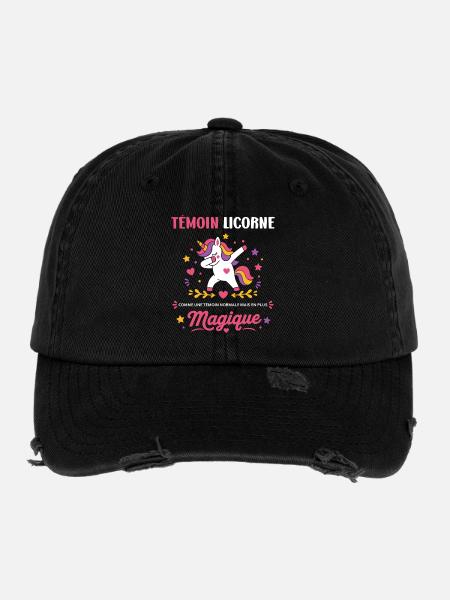 témoin Licorne Magique - Casquette vintage effet usé Flexfit - noir - Devant