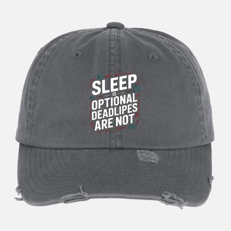 Game Developer Sleep Is Optional Game Programmer Flexfit Vintage Destroyed Cap