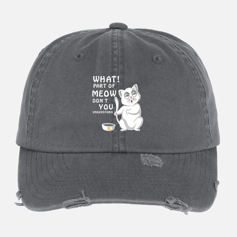 Welchen Teil von Meow verstehst du nicht Katzenfutter Flexfit Vintage Destroyed Cap