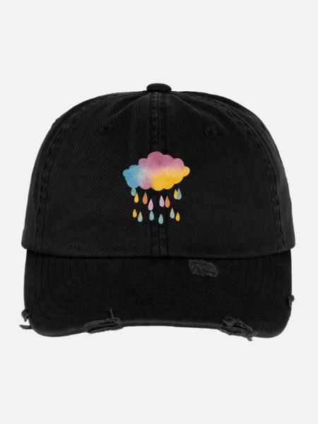 Rain Cloud Aquarell Gradient – Atmosphärisches Des - Flexfit Vintage Destroyed Cap - Schwarz - Vorne