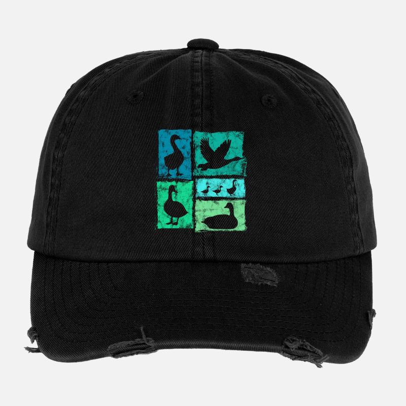 Gänse Perspektiven Retro Bauernhof Grafik Flexfit Vintage Destroyed Cap