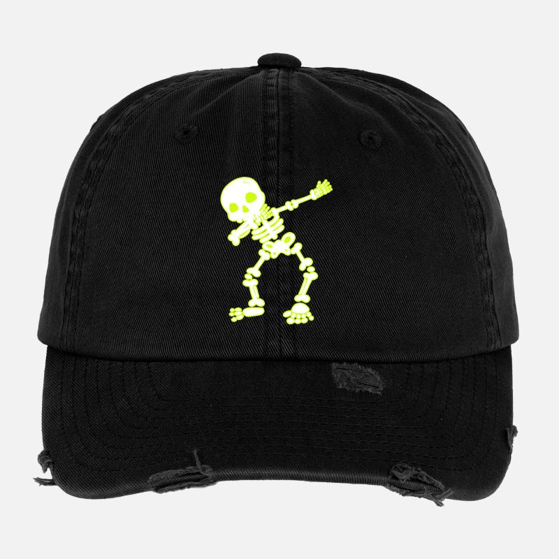 Halloween Dab Dance Squelette I esprit Dabbender - Casquette vintage effet usé Flexfit - noir