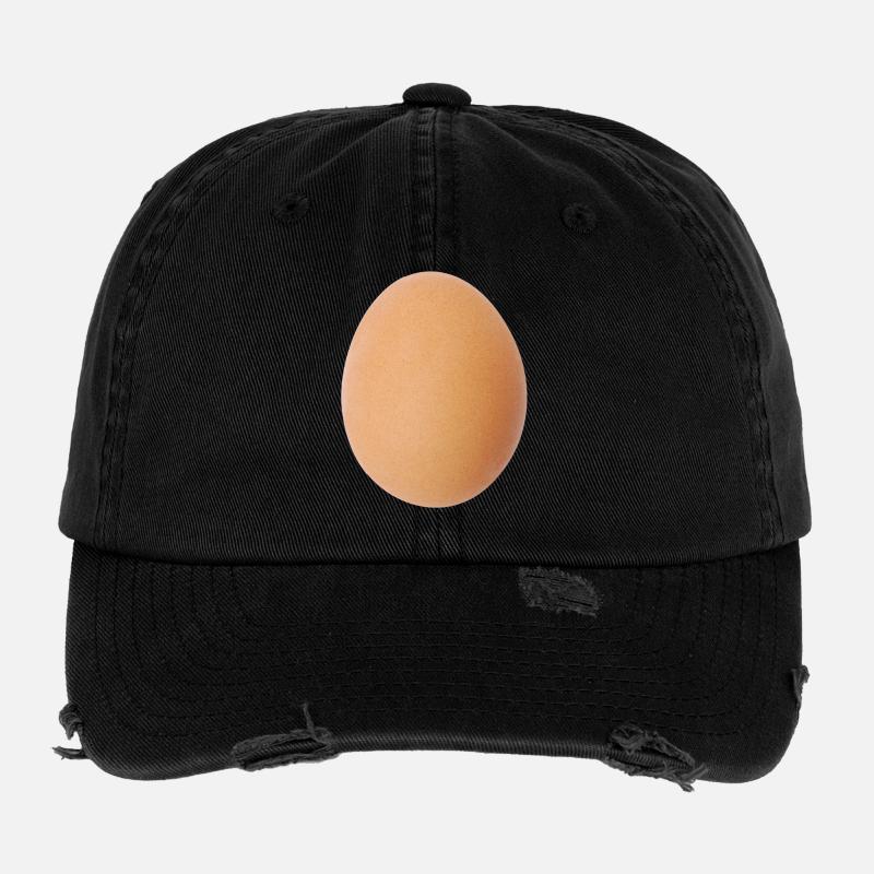 Egg Brown Pattern Nature Motif Flexfit Vintage Destroyed Cap