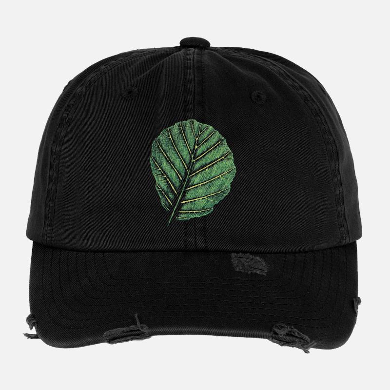 Feuille Erle / Impression d’art originale Casquette vintage effet usé Flexfit