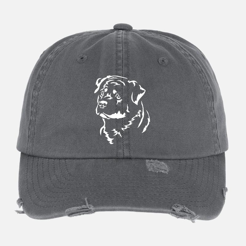 Rottweiler Head "Black Edition" Flexfit Vintage Destroyed Cap