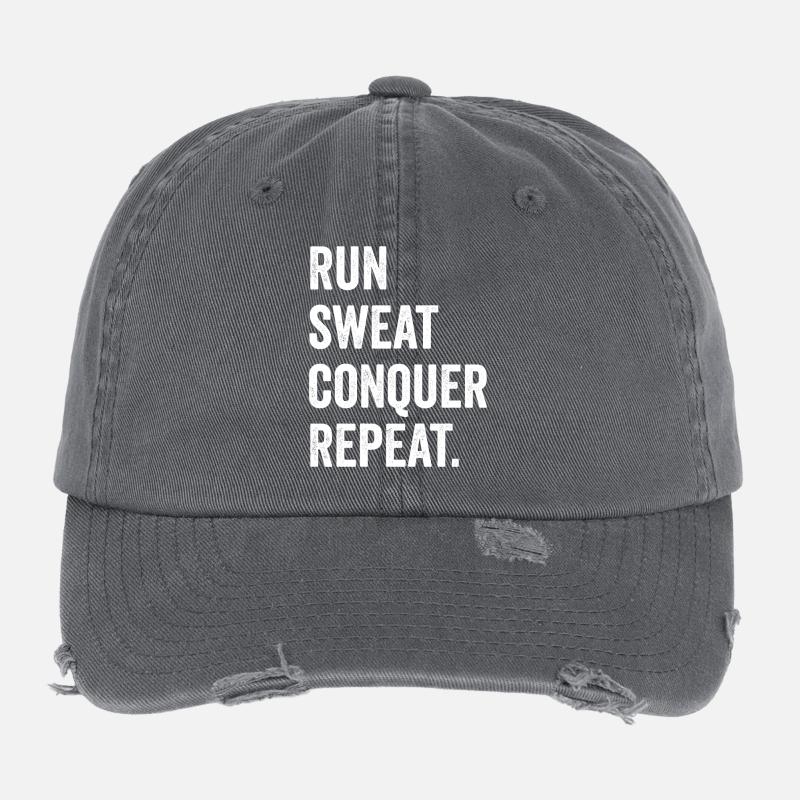Courir. Sueur. Conquérir. Répéter. Casquette vintage effet usé Flexfit