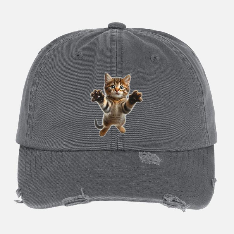 Mignon petit chat qui saute Casquette vintage effet usé Flexfit