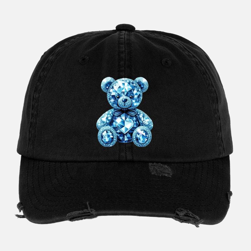 Crystal Bear Diamant Diamanten Flexfit Vintage Destroyed Cap