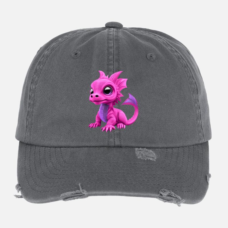 Bébé Dragon Rose | Mignon bébé dragon rose Casquette vintage effet usé Flexfit