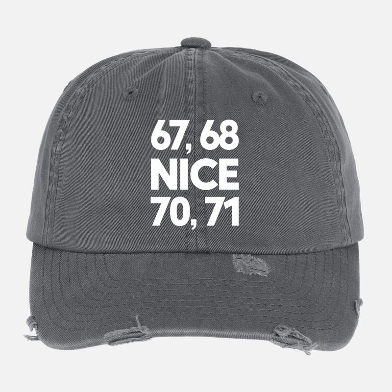 "67, 68, Nice, 70, 71" Meme Flexfit Vintage Destroyed Cap