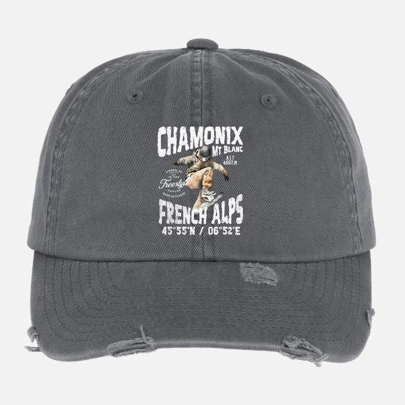 Skateboarder Chamonix Mont Blanc Casquette vintage effet usé Flexfit