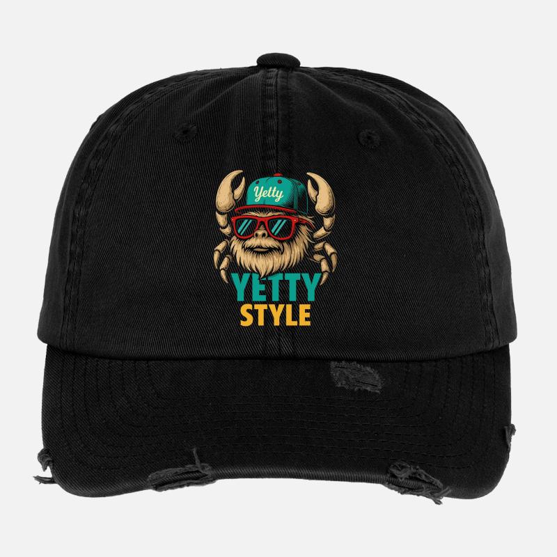 Yetty Style Yeti Graphic Flexfit Vintage Destroyed Cap