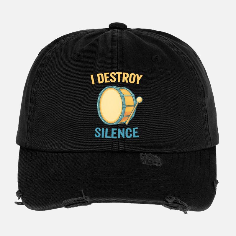 I destroy Silence Drums Saying Sayings Flexfit Vintage Destroyed Cap