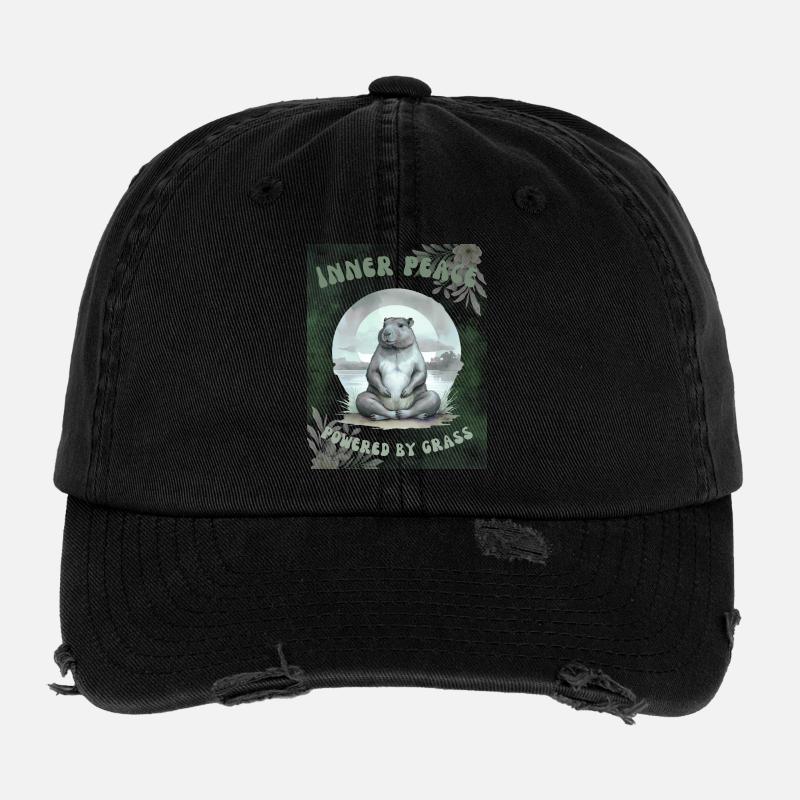 Paix intérieure – Alimenté par l’herbe Casquette vintage effet usé Flexfit