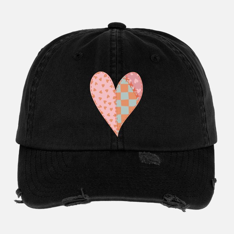 Coeur Patchwork No2 Casquette vintage effet usé Flexfit