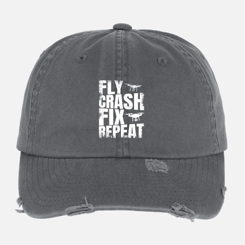 Fly_Crash_Fix_Repeat Flexfit Vintage Destroyed Cap