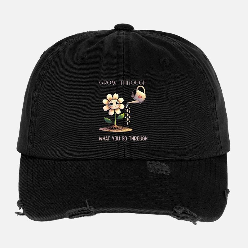 Self-love grows with every tear Flexfit Vintage Destroyed Cap