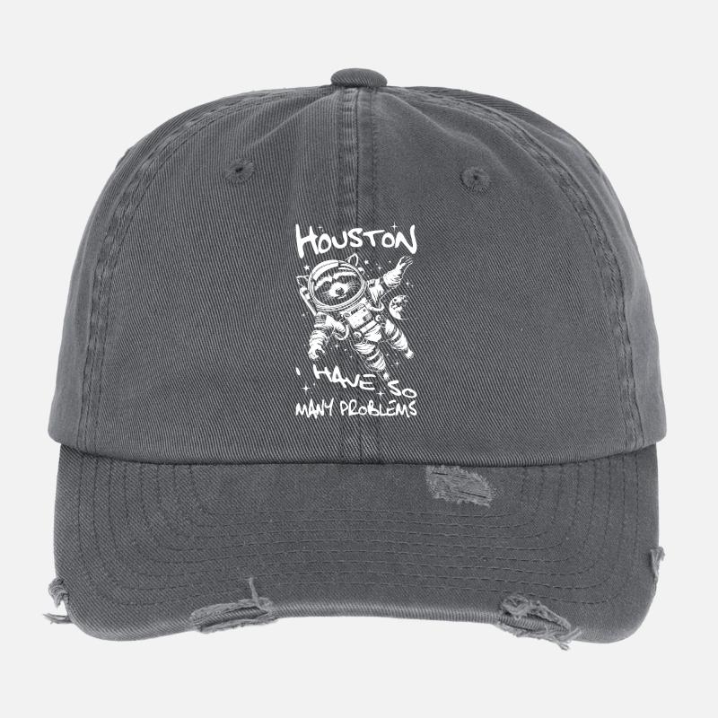 Houston I have so many problems Waschbär Flexfit Vintage Destroyed Cap