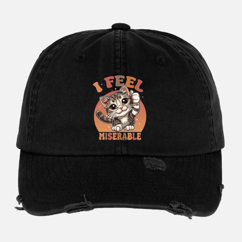 Chat drôle avec le pouce levé disant Casquette vintage effet usé Flexfit