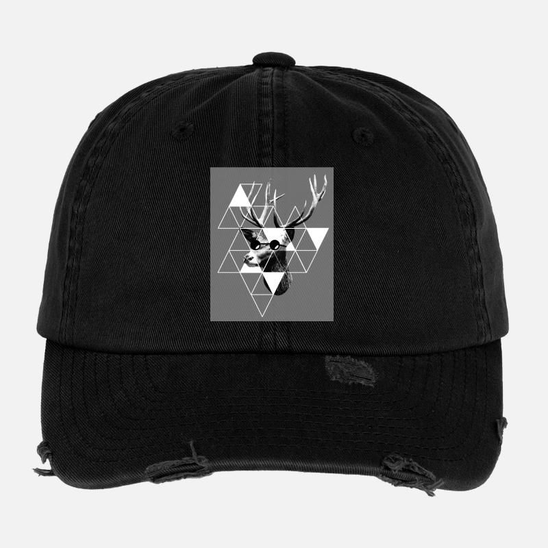 Hirschkopf - Hirsch - Hipster Flexfit Vintage Destroyed Cap