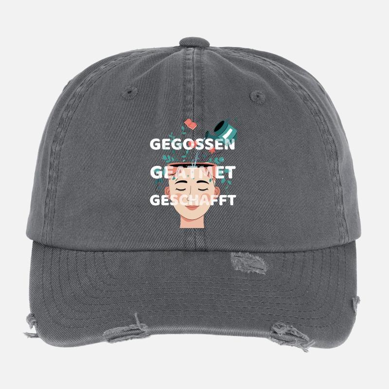 Watered, breathed, done - motivational saying Flexfit Vintage Destroyed Cap