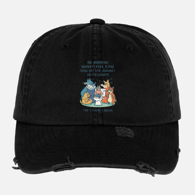 Morgenchaos der Tierbande Rauchen Klo Kaffee  Flexfit Vintage Destroyed Cap