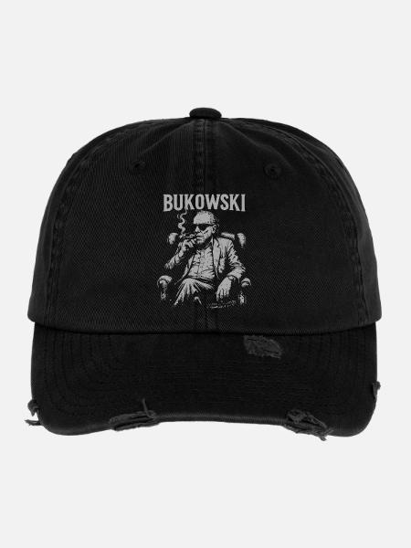 Bukowski Vibe Smoking Portrait - Casquette vintage effet usé Flexfit - noir - Devant