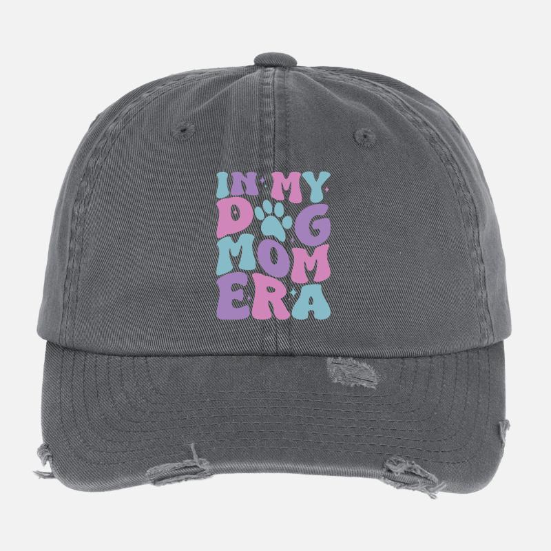In My Dog Mom Era Pastel Paws Flexfit Vintage Destroyed Cap
