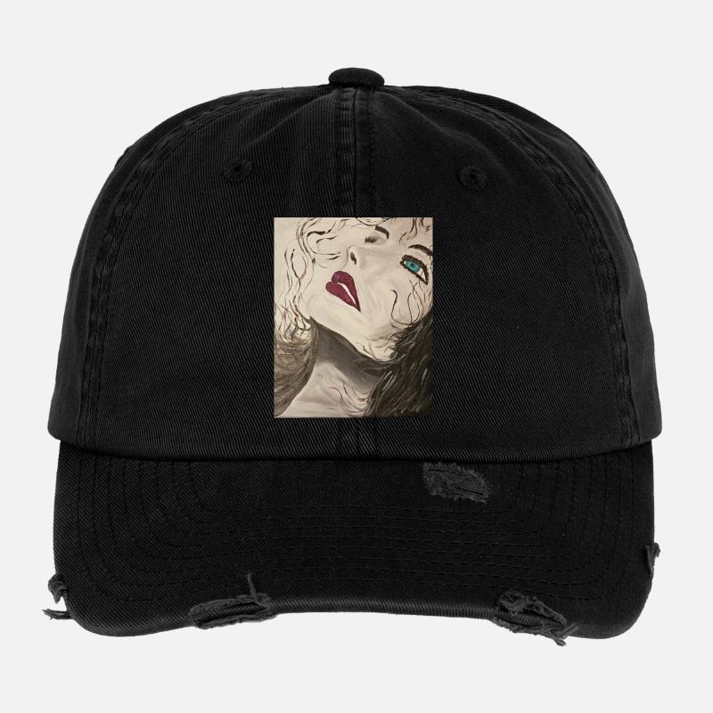 Expressionist Portrait with Blue Gaze Flexfit Vintage Destroyed Cap