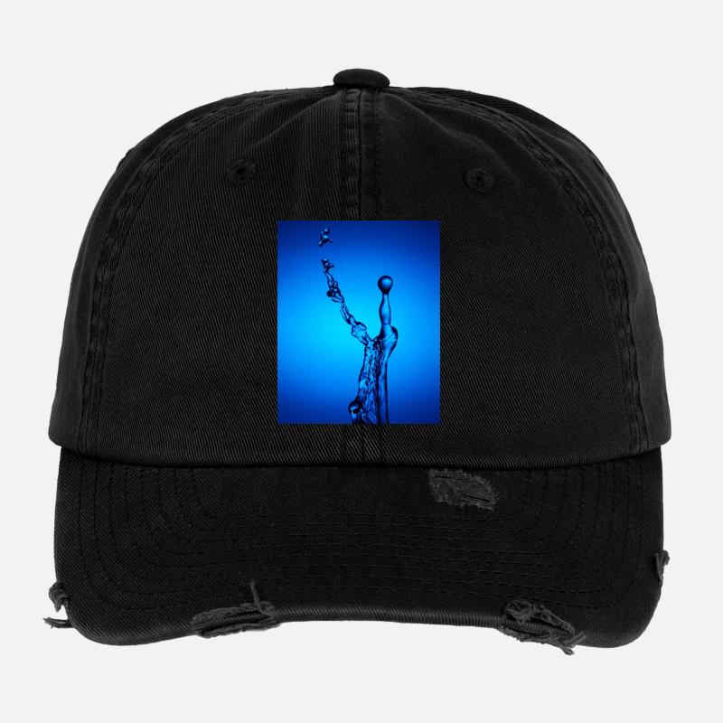 Blue Water Splash Abstract Flexfit Vintage Destroyed Cap