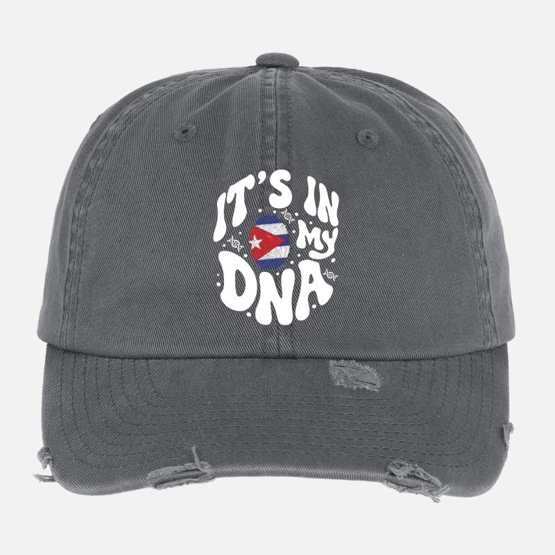 Cuban DNA Cuba Flag Hispanic Flexfit Vintage Destroyed Cap