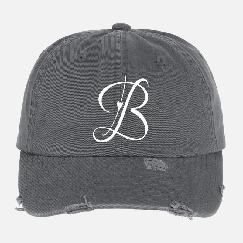 Buchstabe B Initiale Alphabet Monogramm Taschenstil Flexfit Vintage Destroyed Cap