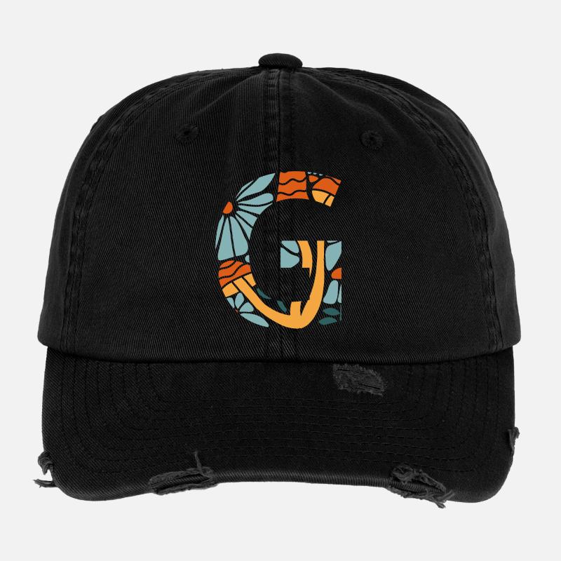 Buchstabe g Blumen groovy Geschenkidee Flexfit Vintage Destroyed Cap