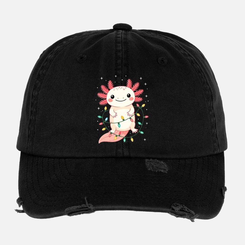 Axolotl Weihnachten Weihnachtspullover lustig süß Flexfit Vintage Destroyed Cap