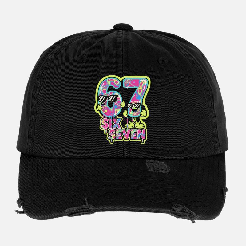 Kids Meme 67 Six Seven 6 7 Italian meme Flexfit Vintage Destroyed Cap