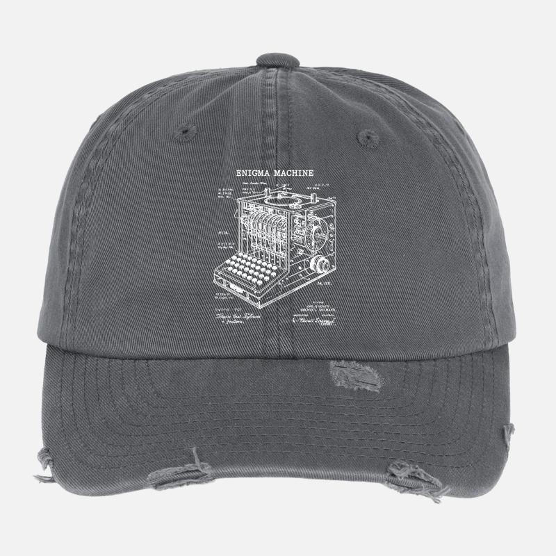 Enigma Machine Blueprint Flexfit Vintage Destroyed Cap