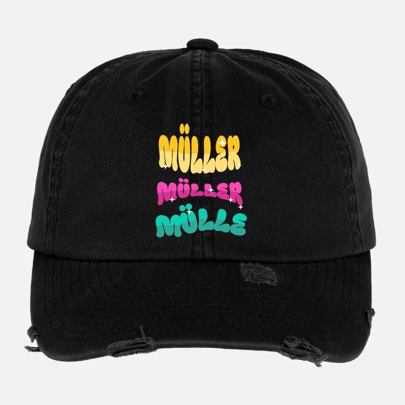 Nom de famille Müller Casquette vintage effet usé Flexfit