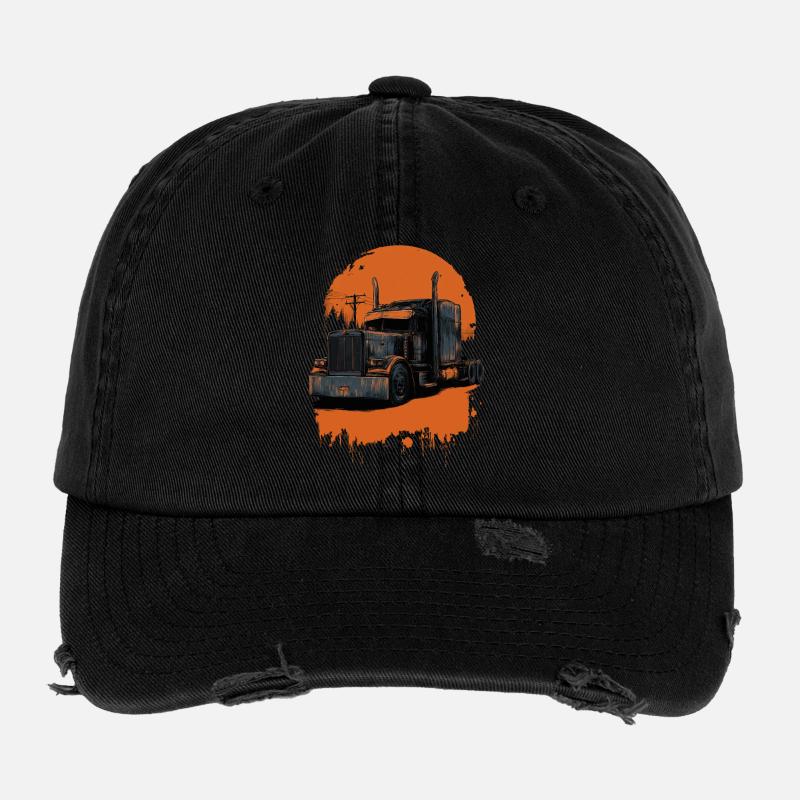 Camion en teinte orange Casquette vintage effet usé Flexfit