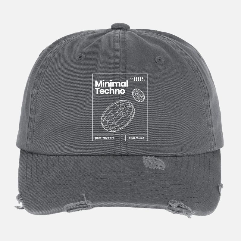 Minimal Techno music Spheres design Flexfit Vintage Destroyed Cap