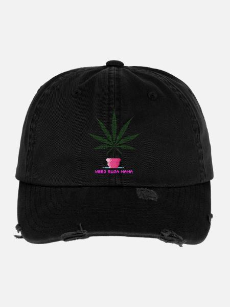 Weed Suga Mama - Flexfit Vintage Destroyed Cap - Schwarz - Vorne
