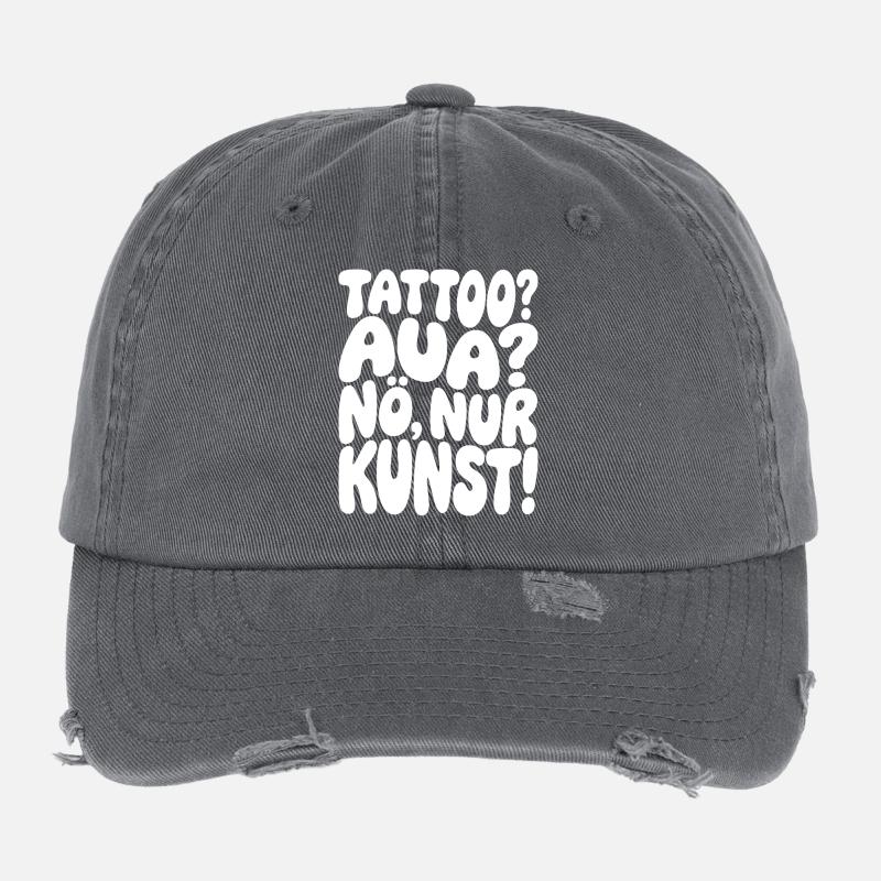 Tatouage ? Aïe ? Non, seulement de l’art Casquette vintage effet usé Flexfit